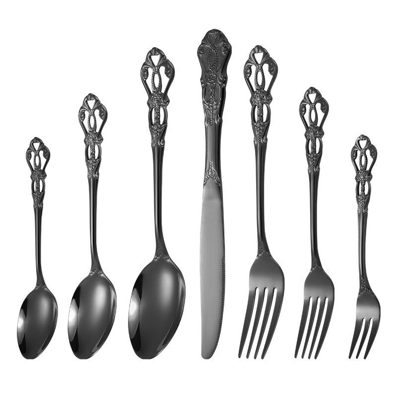 Stainless Steel Cutlery Set: Royal Steak Knife, Dessert Spoon, Salad Fork, Ice Spoon
