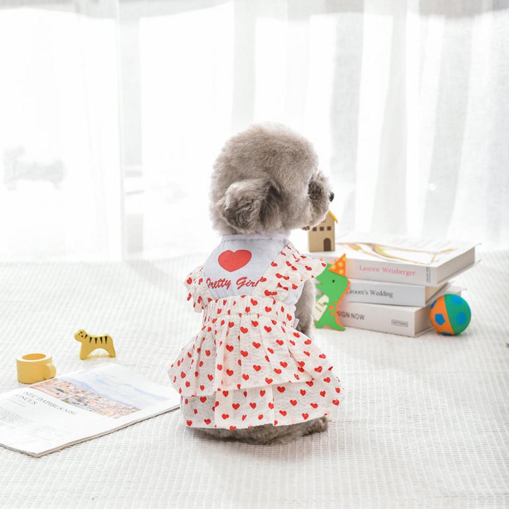 Spring & Autumn Pet Heart Maid Dress Skirt - Breathable Dog Outfit for Outdoors