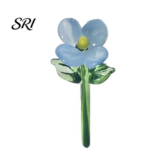 Glass Flower Decor Hand Blown Mini Figurine Collectible Miniature Faux Crystal Ornaments for Mothers Day Birthday Table Centerpiece DIY Craft D