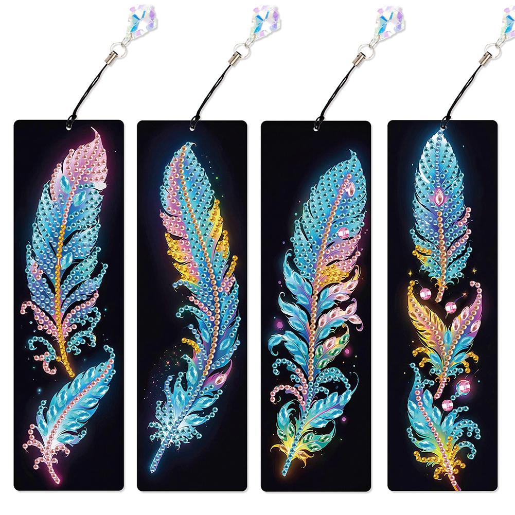 4Pcs DIY Irregular Shaped Diamonds Diamond Art Bookmark for DIY Making Beginners Adult Art Craft Supplies Handmade Birthday Gift