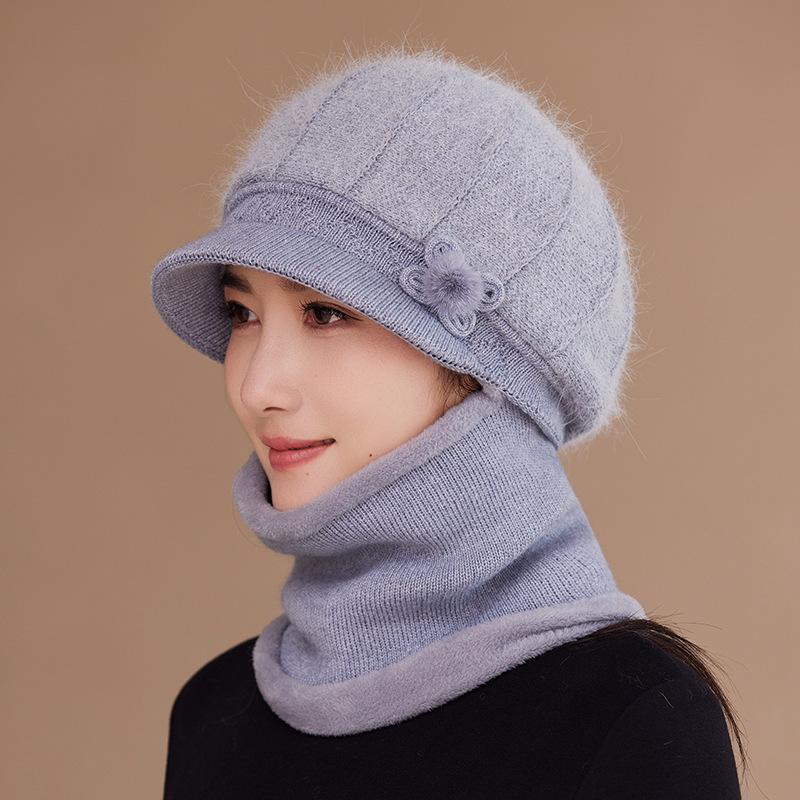 

Вязаная шерстяная шапка-шарф интегрированная женская зимняя бархатная утолщенная теплая для пожилых людей для велоспорта от холода only hat