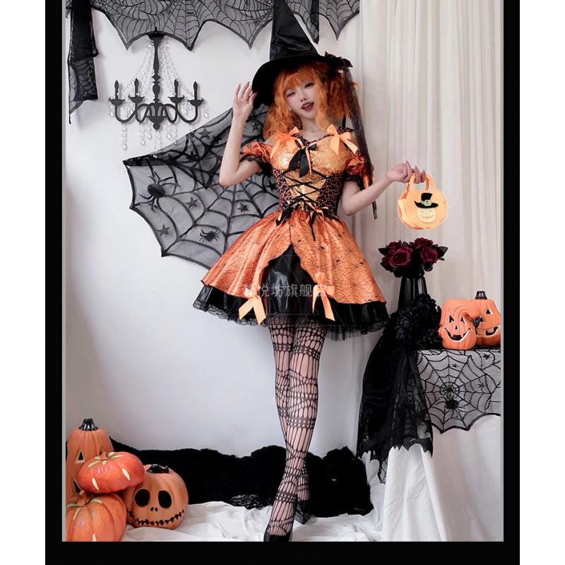 Witch Costume Women Halloween Cosplay Dress Set With Accessories Sexy Role Play Outfit Party Anime Convention