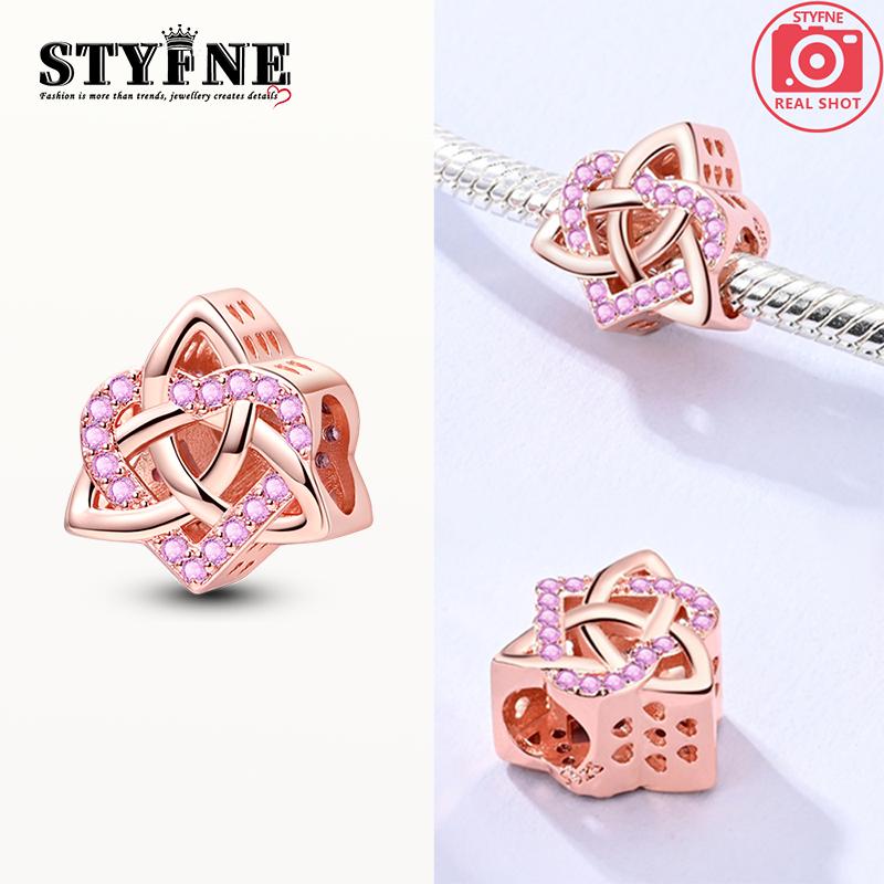 Original Koppar Roséguld Kärlekshjärta Fjäril Luftballong Berlocker Pärlor Passar Armband Dam Smycken DIY-tillbehör Gåva