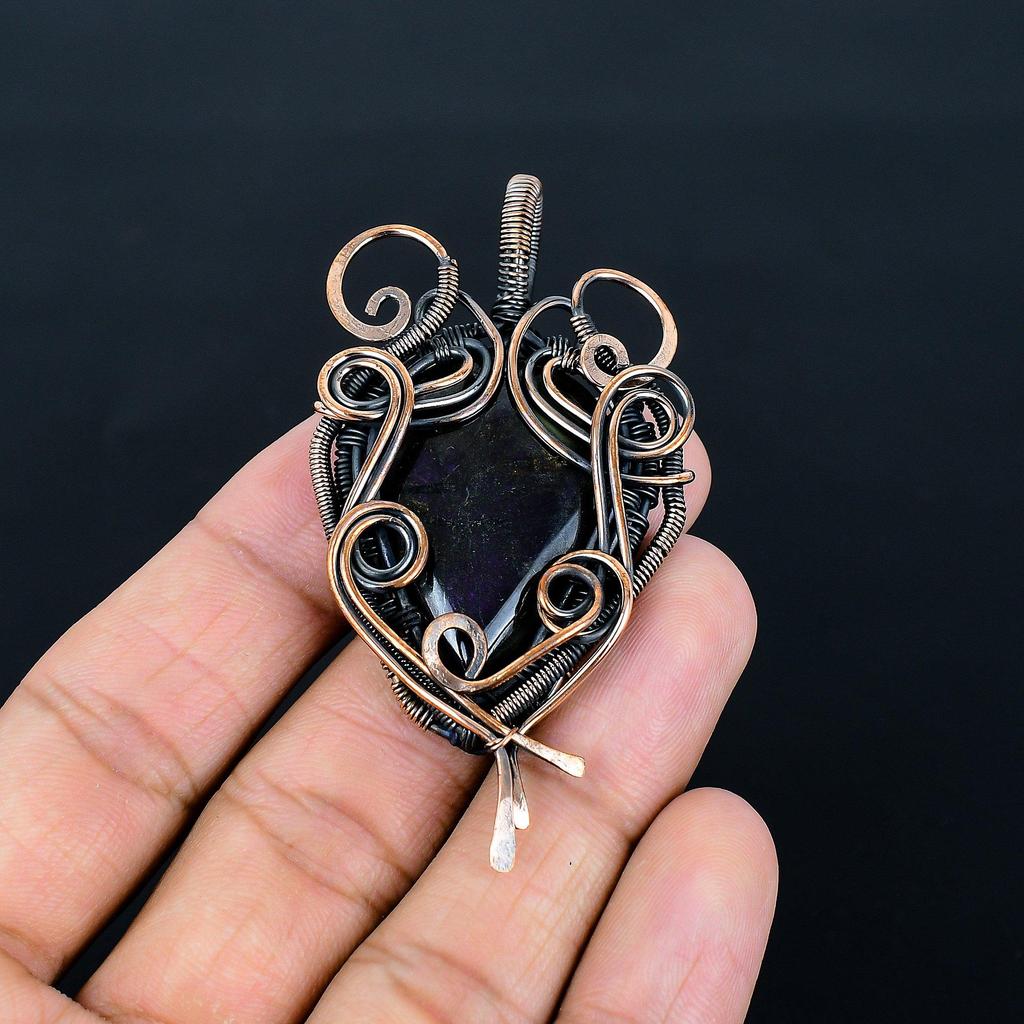 Sugilite Pendant Gemstone Handmade Jewelry, 999 Copper Wire Wrapped Pendant, Gift For Wife Jewelry