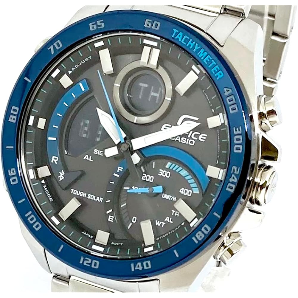 EDIFICE Casio ECB-900DB-1B Bluetooth Chronograph Calendar Analog Digital Watch Black Blue Stainless Steel Waterproof