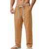 New Men’s Casual Linen Hawaiian-style Holiday and Commuter Trousers: Breathable, Drawstring, Straight-leg, Cotton-linen Blend