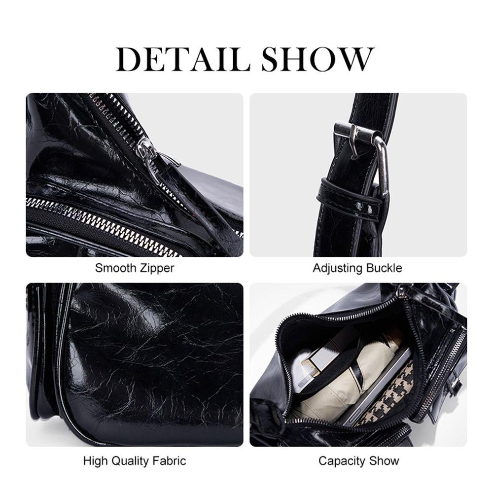Simple Y2K Retro Shoulder Bag Multi-pocket Spicy Girl Vintage Underarm Bag Korean Handbag Motorcycle Bag Shopping
