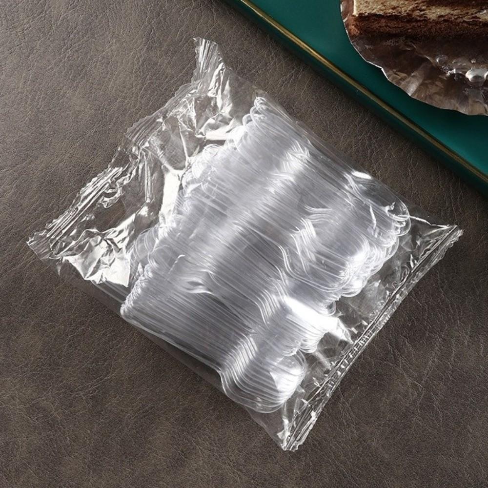 500pcs Disposable Transparent Tasting Spoon Lightweight Disposable Wrapped Spoon Birthday Party