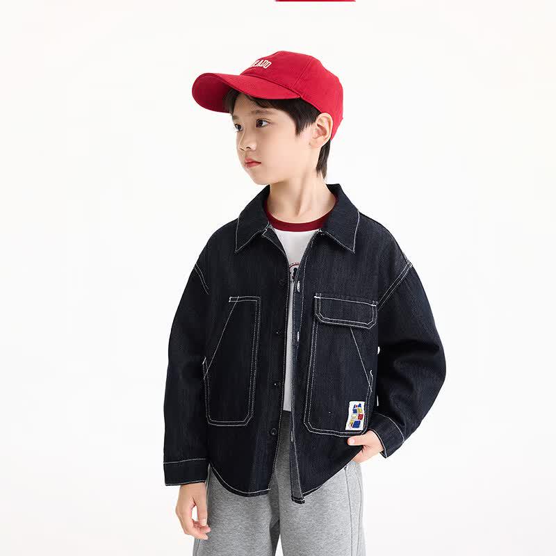 Xiaoyinman Boys  Casual Denim Shirt with Turn-Down Collar 11-12Y (150)