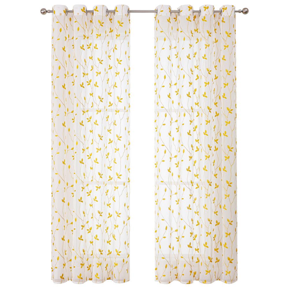 Tende Pastorali Coreane Ricamate Semicoprenti Schermi per Finestre Finiti Soggiorno Camera da Letto Tende con Foglie