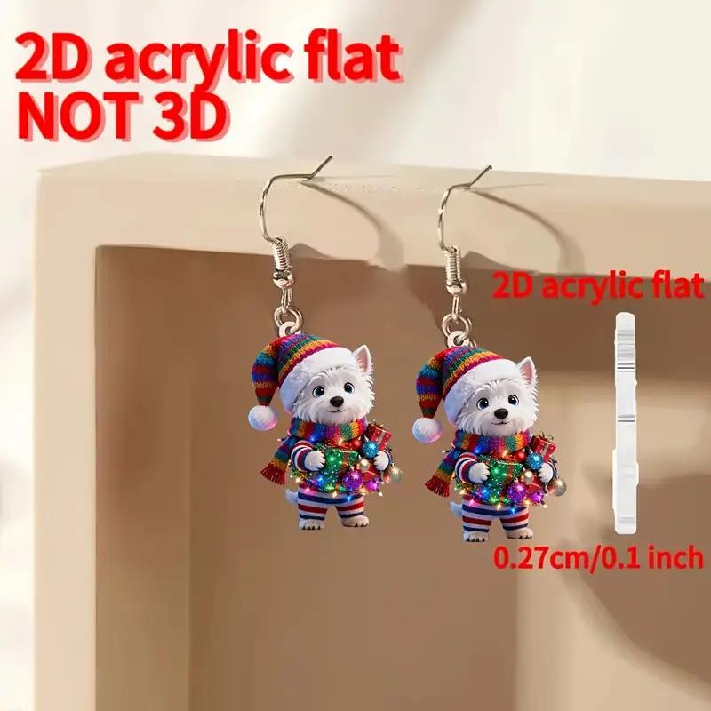 Adorable Puppy Acrylic Earrings - Cute Cartoon Dog Christmas Gift