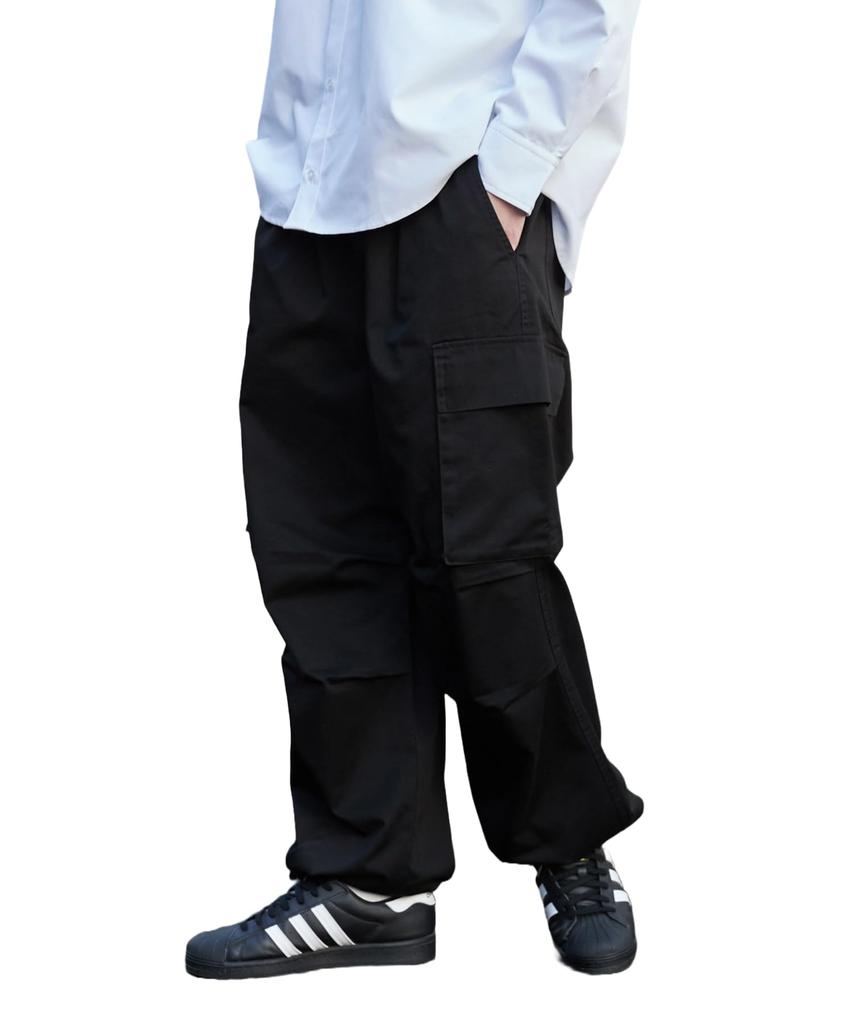 WEGO Wide Cargo Wide Leg Easy Work Size Black Men's Pants, Pants, Pants, Bottoms, Pants, Outdoor, Streetwear, Gift, Spring/Summer, Autumn/Winter,