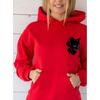 Womens Hooded Long Sleeve Sweatshirt With Cat Print - Casual Streetwear Top In Multiple Colors