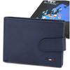 Kleiner horizontaler Leder-Herrenportemonnaie mit Flagge Dunkelblau Rfid Beltimore D58