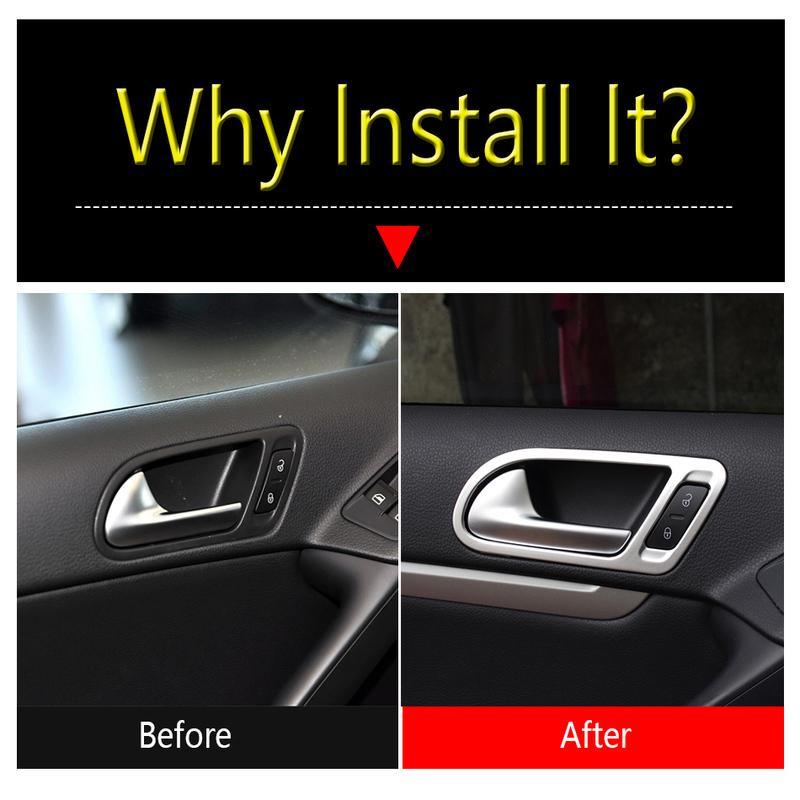Car Inner Door Pull Doorknob Handle Hand-clasping Bowl Cover Trim Accessories Interior For Volkswagen VW Tiguan MK1 2008 - 2015