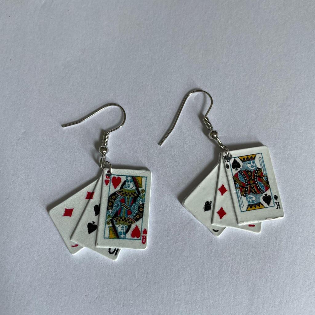 Punk Rhinestone Playing Card Pendant Necklace, Unisex Fashion Jewelry