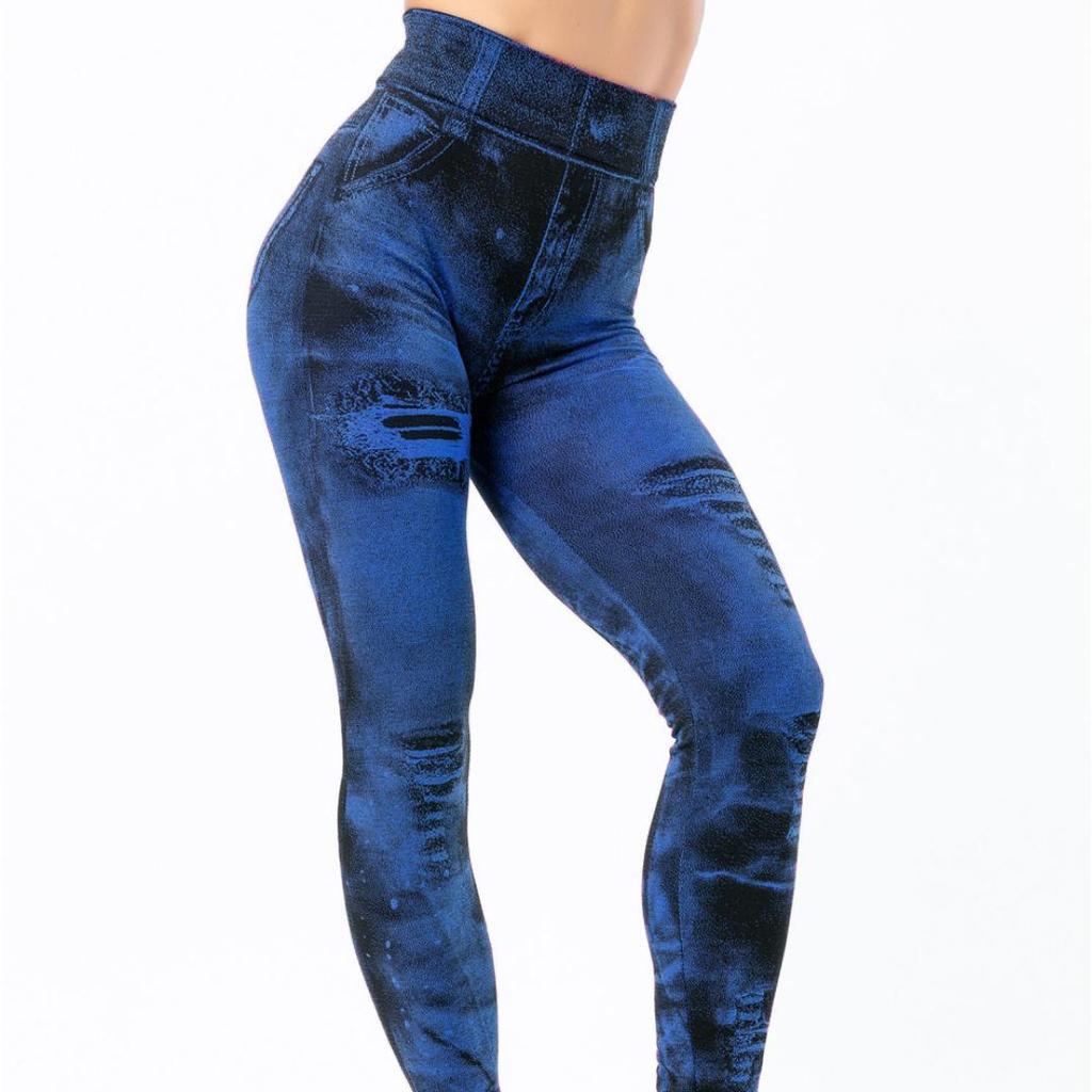 Sexy Imitation Jeans Leggings High Waist Pants Fitness Slim Sport Push Up Leggings for Women