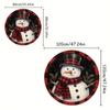 1Pcs Christmas Snowman Buffalo Plaid Print Round Area Rug Indoor Non-Slip Washable Fiber Carpet Soft Comfortable Mat For Bedroom Living Room