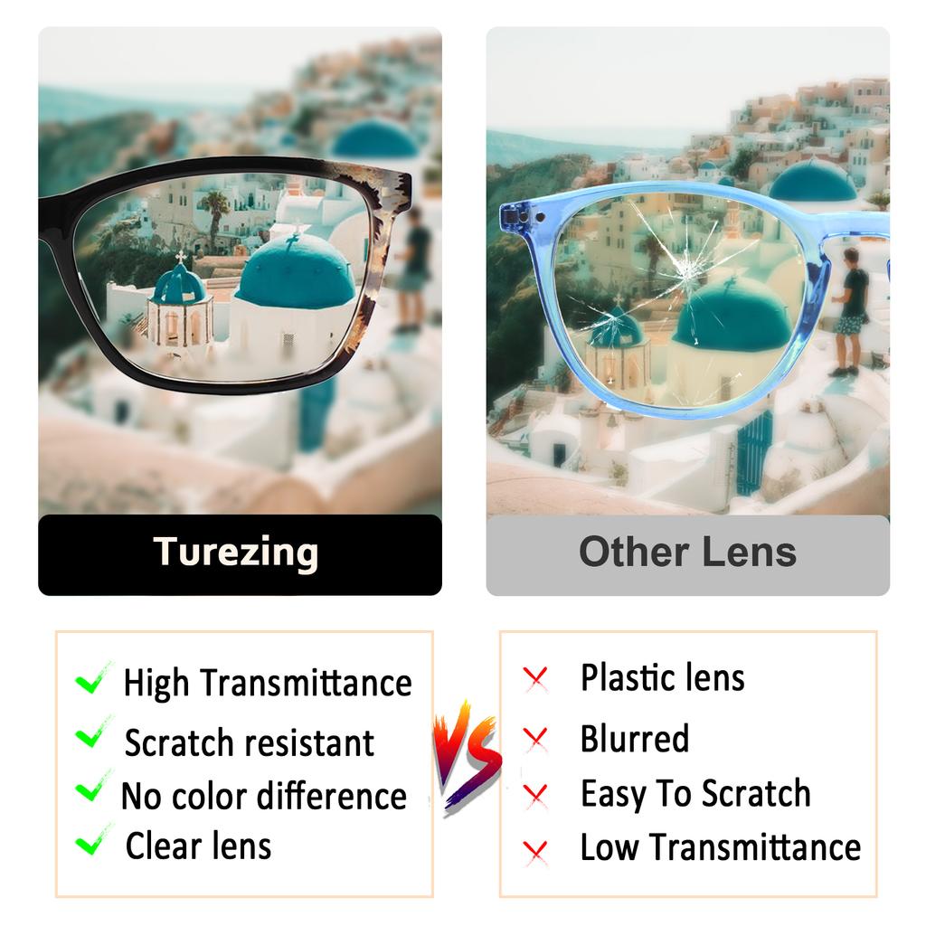 TUREZING Square Printed Sunglasses for Men Women Comfortable Spring Hinges Fashion UV Protection