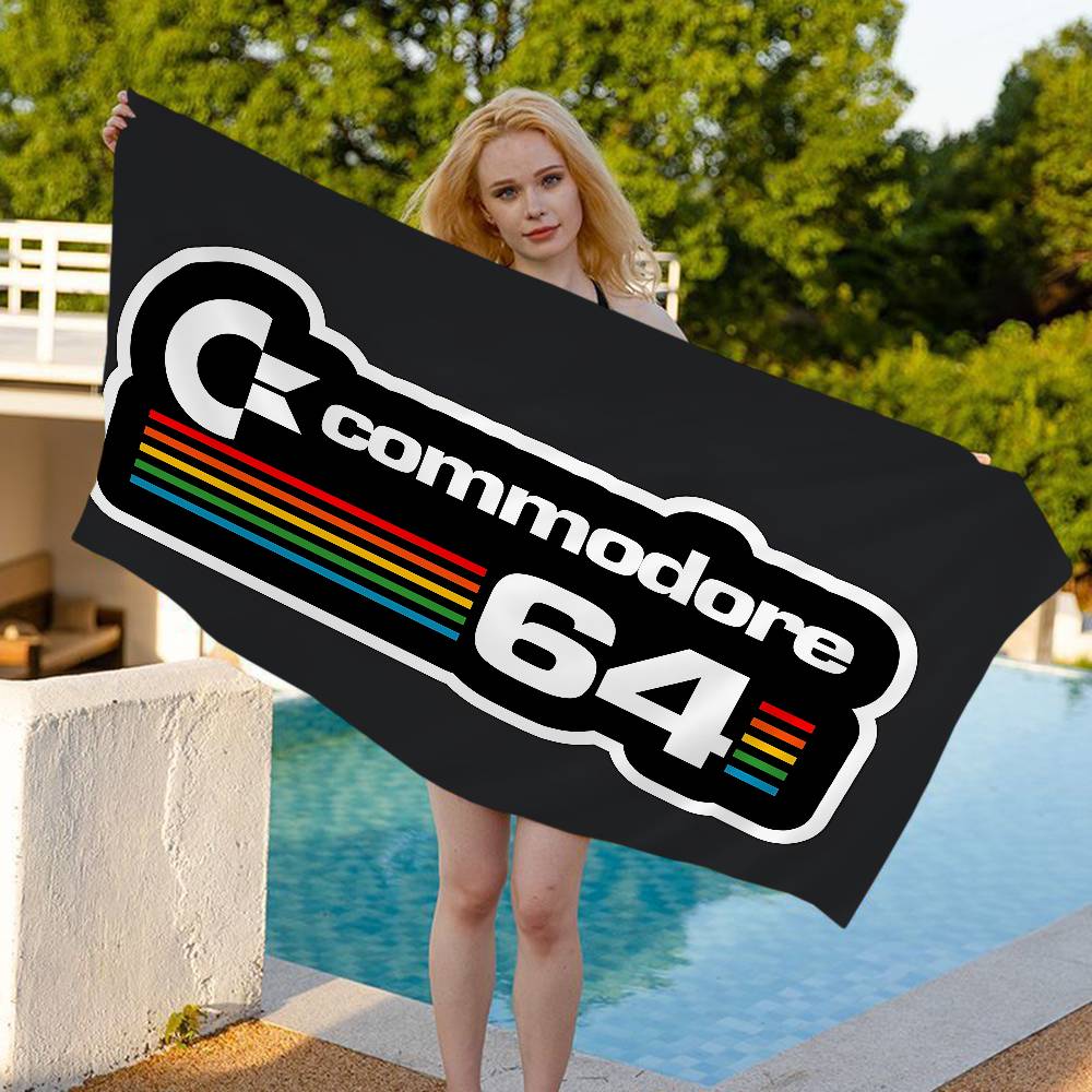C-Commodore 64 Logo Beach Towel Colorful Bath Towels For Girl Microfiber Quick Dry Custom Sand Free Beach Yoga Spa Gym Pool