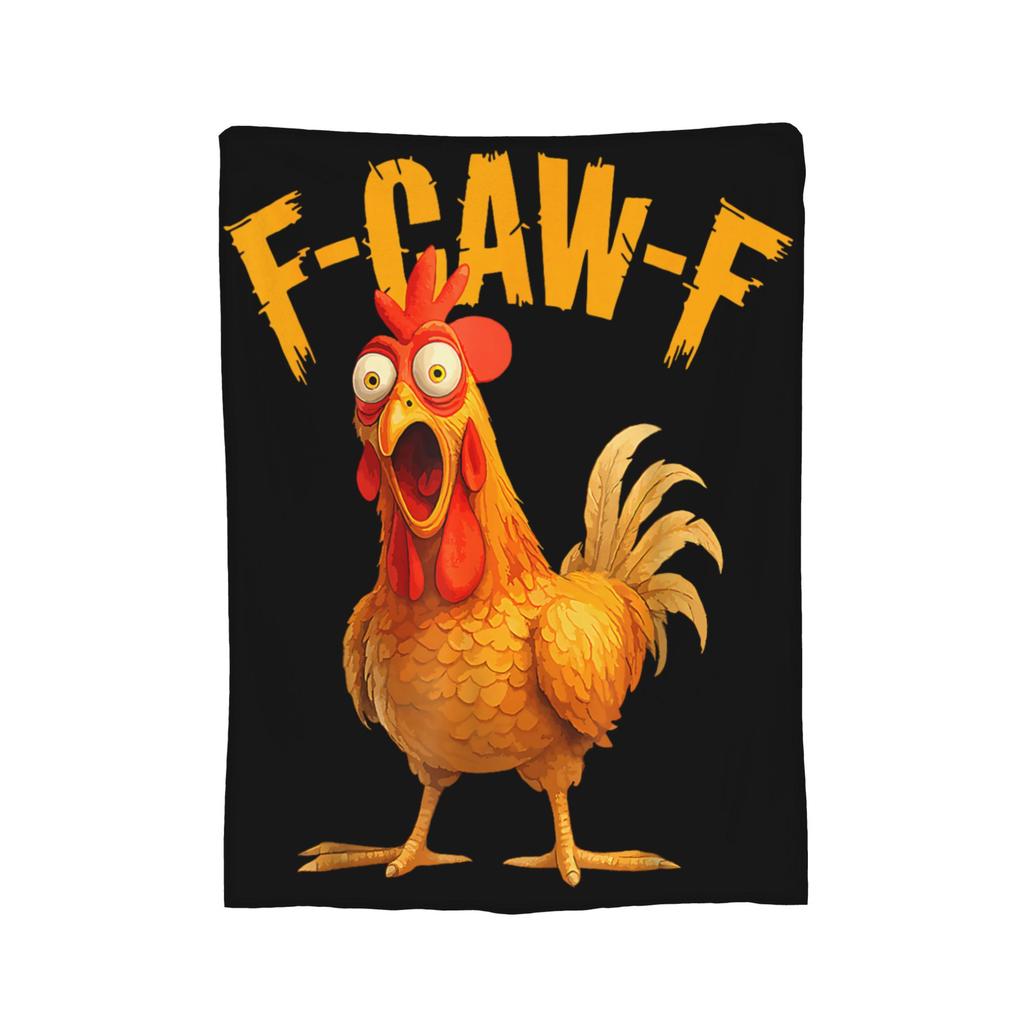 F-Caw-F Funny Chicken FCAWF Meme Blanket Flannel Summer Multifunction Warm Throw Blanket for Home Office Plush Thin Quilt
