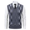 Men's Knitted Warm Sweater In Autumn and Winter V-neck Vest Diamond Grid Twisted Flower Casual Fashion Versatile Top