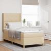 Box Spring Bed with Headboard Cream 90 x 190 cm Fabric