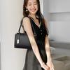 Lychee pattern metal lock small square bag crossbody shoulder bag