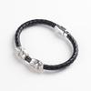 New European American Men's Cowhide Skull Bracelet - Punk Style