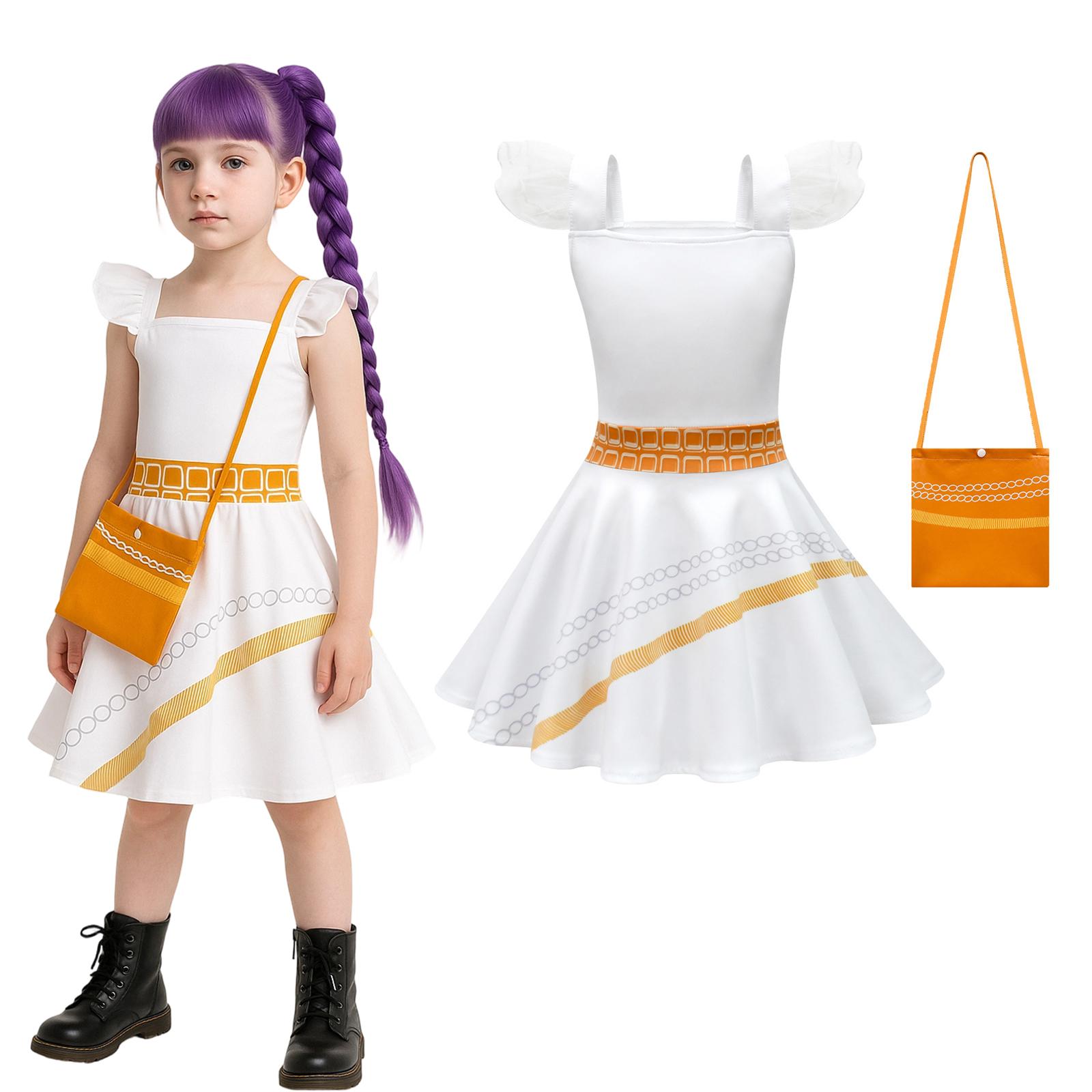 

Kids Girls Casual Cute Cartoon Print Vest Sleeveless Dress Dance Cosplay Wear 160 оранжевый