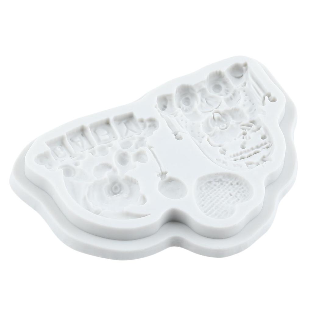 Baby Birthday Silicone Mold Teddy Bear Fondant Molds Cake Decorating Tools Cupcake Topper Candy Resin Clay Chocolate Gumpaste Mold