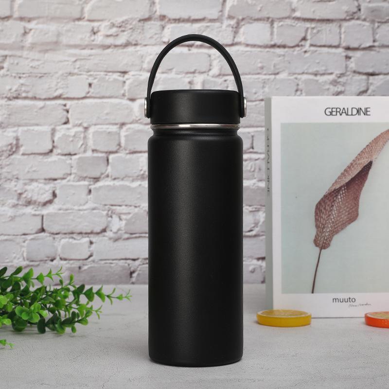 18oz Stainless Steel Space Kettle Handle Lid Thermos Bottle Outdoor Sports Kettle Double-layer Vacuum Bottle Thermos Cup