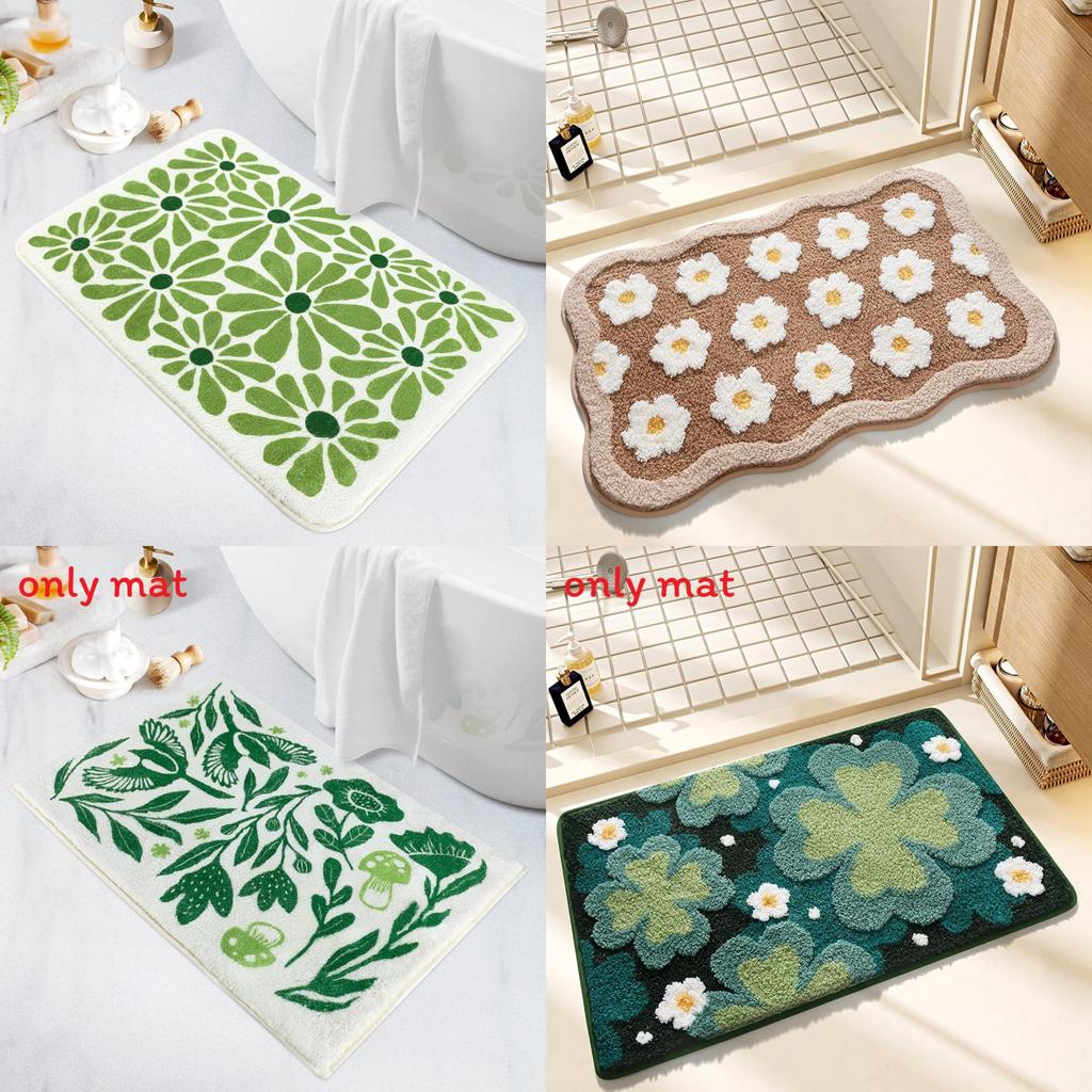 Sweet Flower Pattern Plush Absorbent Floor Mat Carpet For Home Use