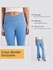 Women's High-Waisted Stretch Knit Denim Flare Pants with Pockets