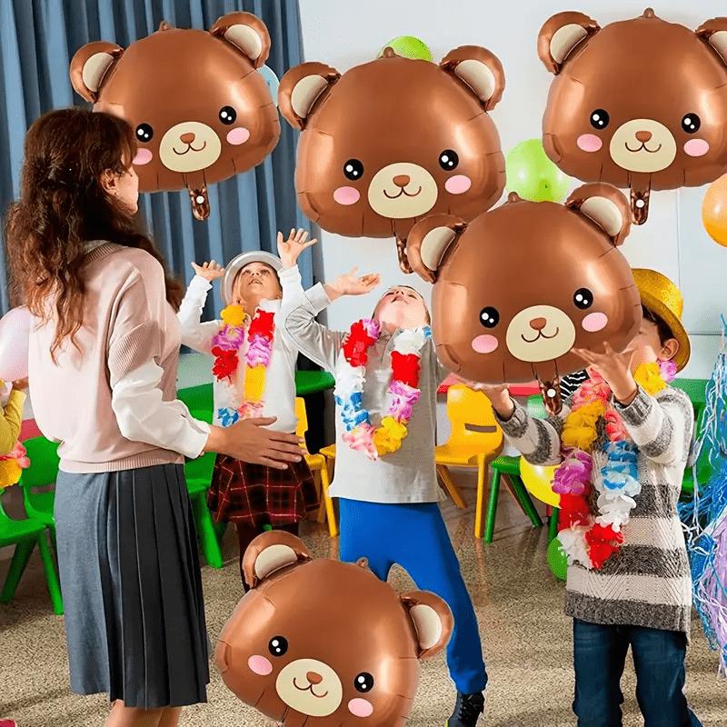 5pcs Cartoon Brown Bear Head Aluminum Foil Balloon Set Cute Animal Theme Party Decoration Birthday Balloons Festival Photo Props