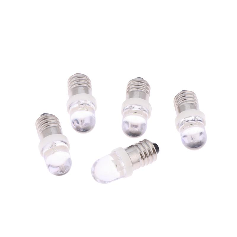 5Pcs Led E10 Dc3V 5V 6V 12V 24V Screw Bulb Warning Signal Bulb E10 Instrumentation Bulb Indicator White Auto Interior Light
