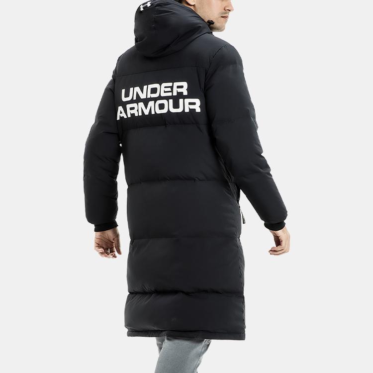 Under Armour Long Hooded Down Jacket Men Outerwear Black 1345057-001