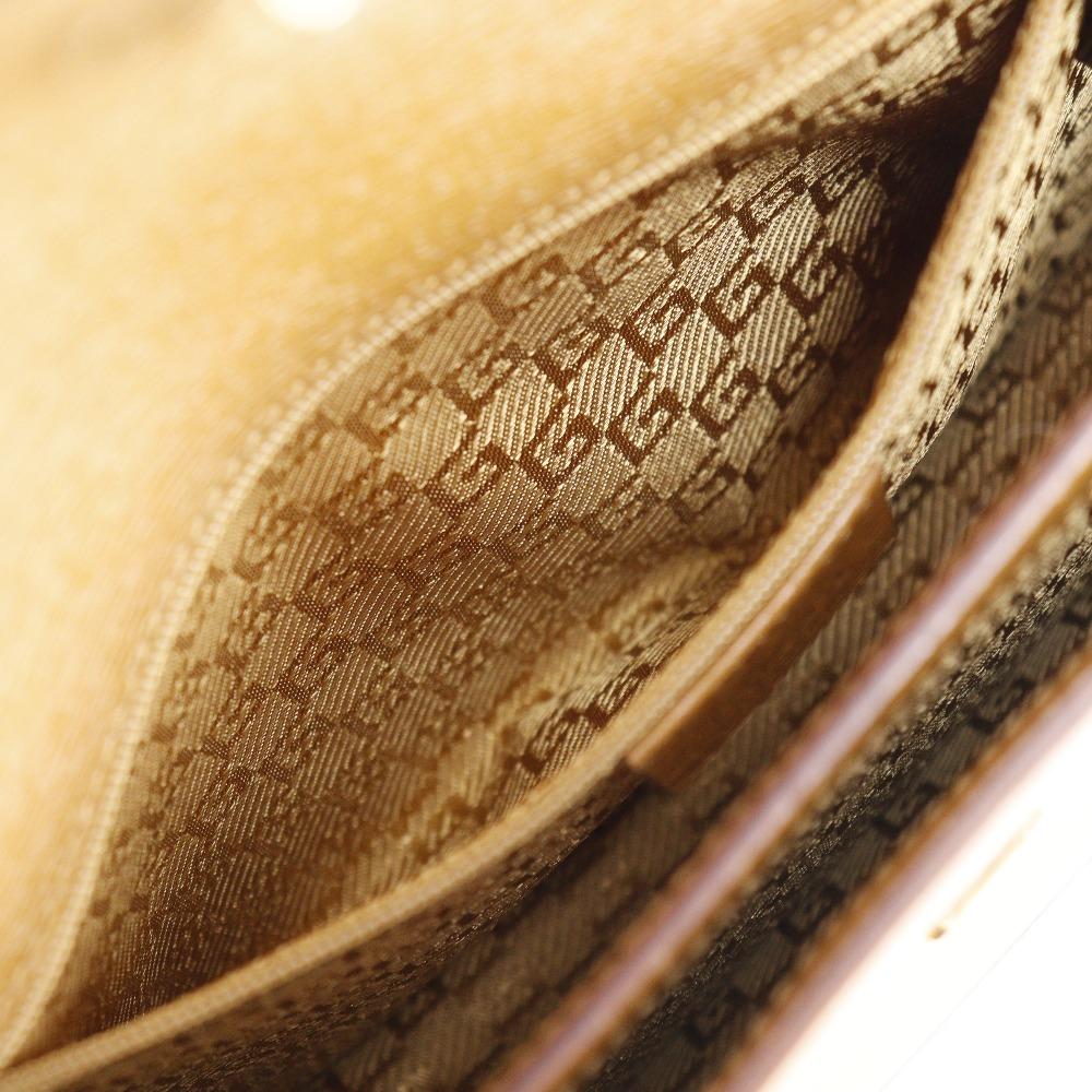 Gucci G Buckle Shoulder Bag 001.4140 Brown Calfskin Women Used