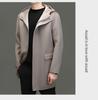 Men's Mid-Length Double-Sided Pure Wool Hooded Coat - Autumn/Winter Trendy Youth Outerwear