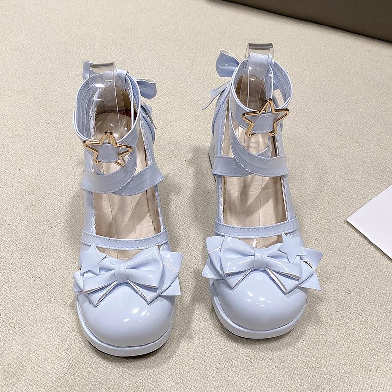 Sweet Lolita Shoes Round Head Cute Girl Lolita Shoes JK Japanese Mary Jane Thick Heel High Heels Waterproof Table