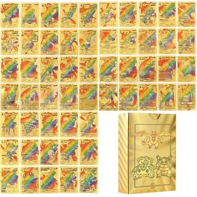 55 cartes TCG dorées assorties, carte Charizard GX V-DX commune/peu commune, collection V-max