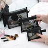 1pc Women Travel Cosmetic Bag Transparent Mesh Makeup Case Organizer Storage Pouch Casual Zipper Make Up Toiletry Wash Bags
