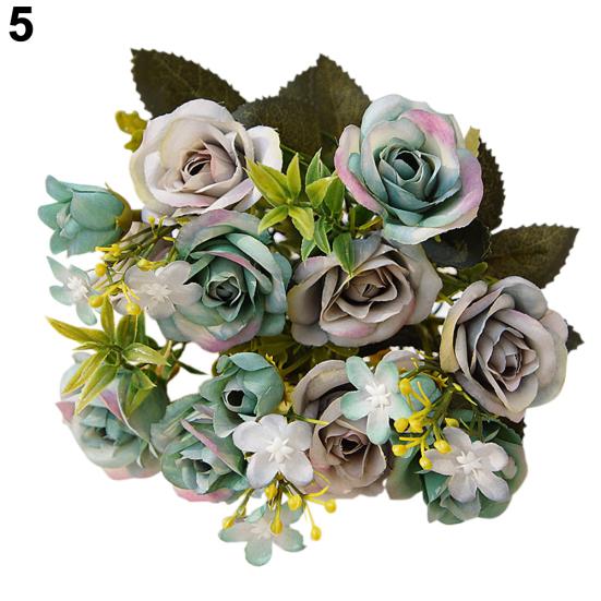 1 kytice 5 větví Umělá královská růže v evropském stylu Home Room Decor Flowers