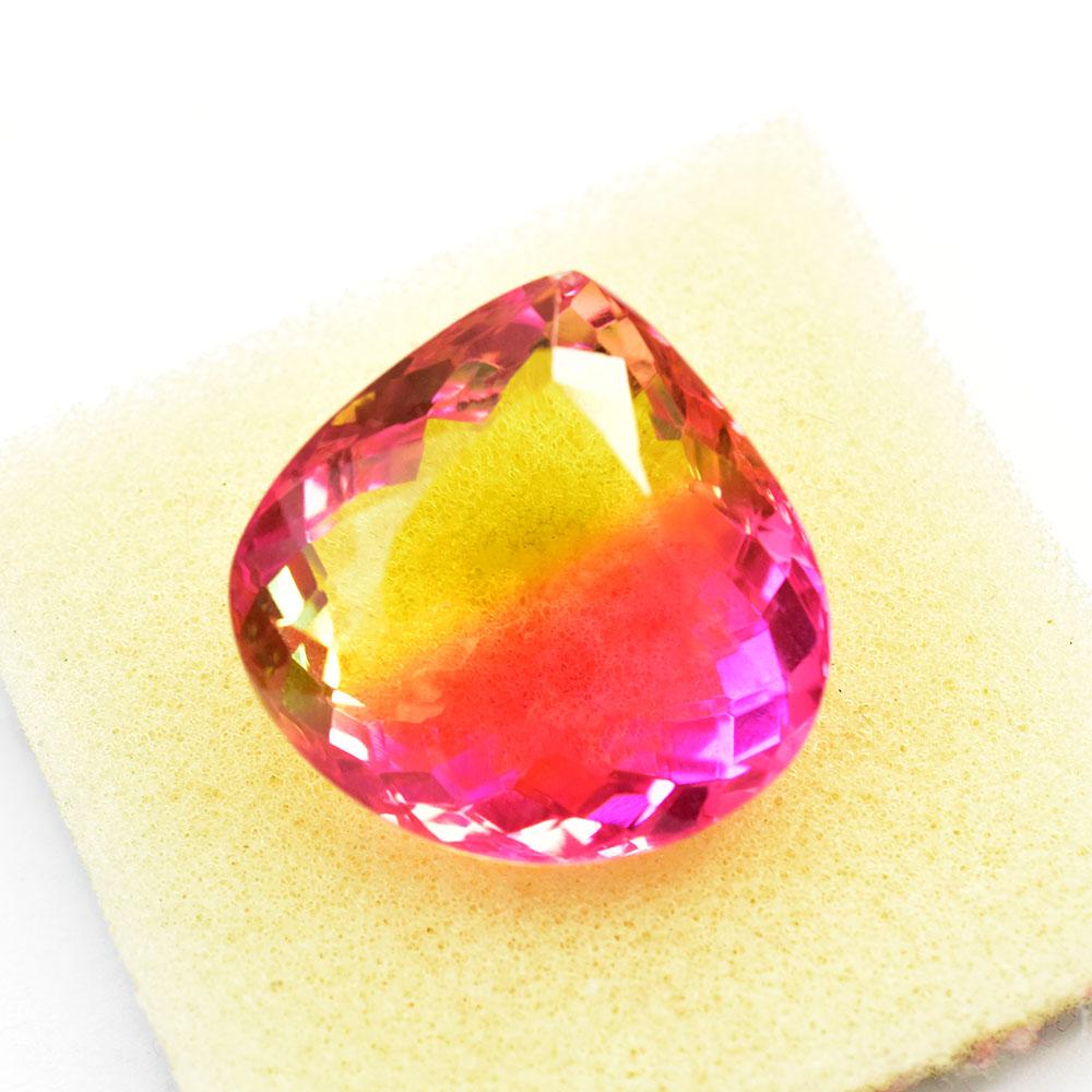 Bi-Color Lab Created Sapphire Pear 65.6 Ct Fabulous Certified Loose Gemstone