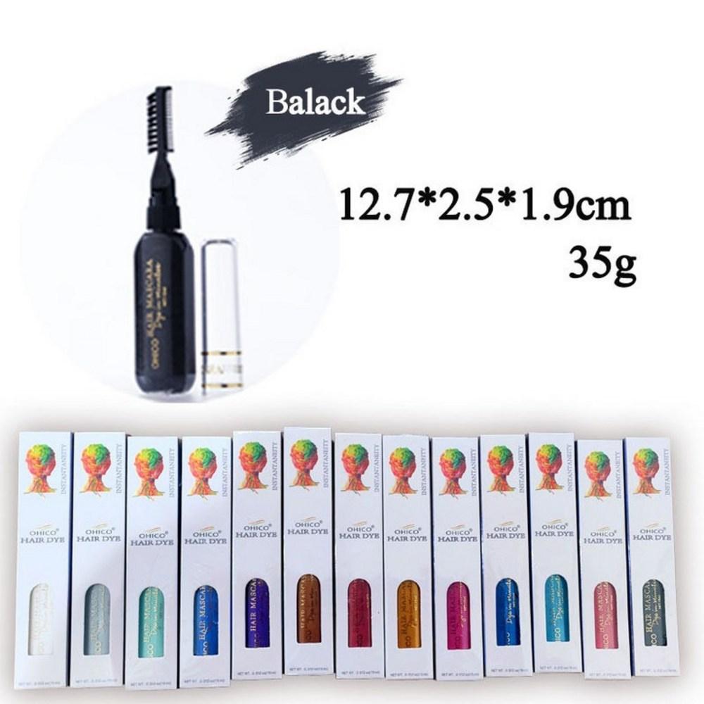 Hair Pen Disposable Temporary Dye Partial Dye DIY Hair Chalk Gray Hair Root Cover Festival Cosplay Ring Waterproof Ink Portable 1 pcs No. 16 Black