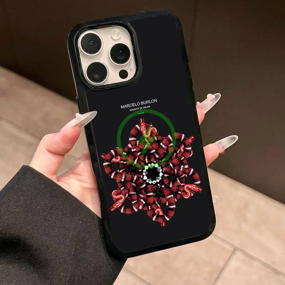 M-MARCELO B-BURLON Magnetic Wireless Phone Case For IPhone 17 16 15 14 Plus 13 12 11 Pro Max