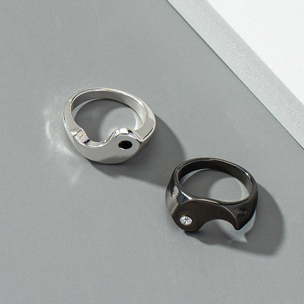 Fashion 2pcs Friendship Rings Yin Yang Matching Gothic Cool Stacking Rings