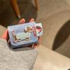 For AirPods 1 2 3 4 Pro 2 Pro 3 Case Cartoon Embroidery Dachshund Dog Denim Pattern Earphone Case Cover Leather with Lanyard