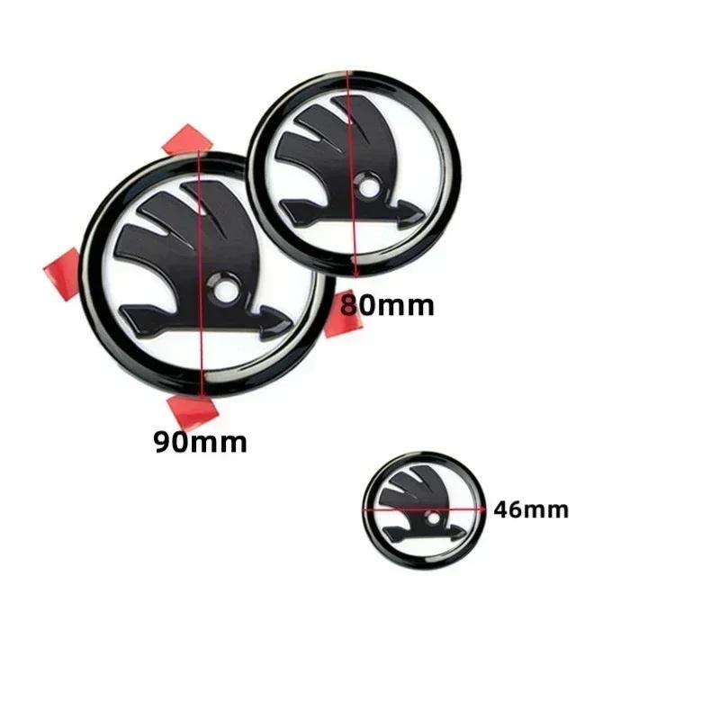 DDWO5 3Pcs for Skoda Rapid Octavia Fabia Laura Superb 1 2 3 Kodiaq Karoq Car Front Hood Rear Trunk Emblem Steering Wheel Logo Sticker