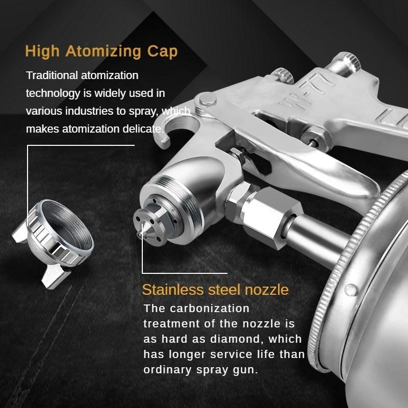Pneumatische Spritzpistole für Latexfarbe, Automöbel, Reparaturpistole für Decklack, Edelstahl, Spritzpistole mit hoher Zerstäubung